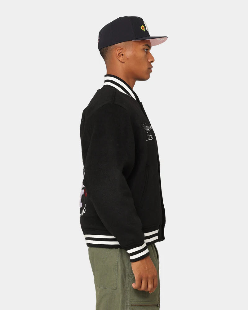 OBEY TIME VARSITY JACKET BLACK