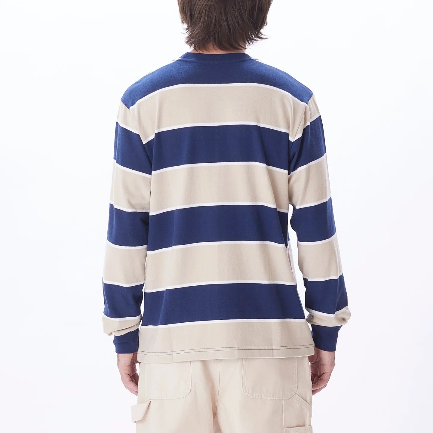 OBEY BYRON STRIPE LS ACADEMY NAVY MULTI