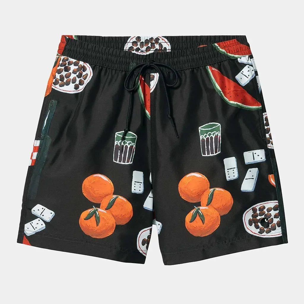 CARHARTT SLATER SWIM TRUNKS MARIA DINNER PRINT/BLACK
