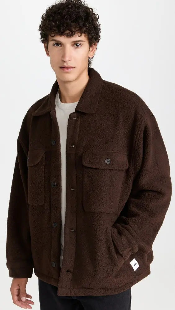 OBEY THOMPSON SHIRT JACKET JAVA BROWN