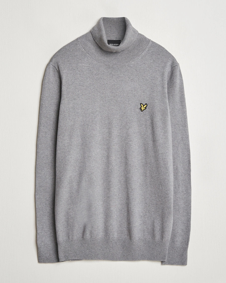LYLE & SCOTT ROLL NECK JUMPER MID GREY MARL