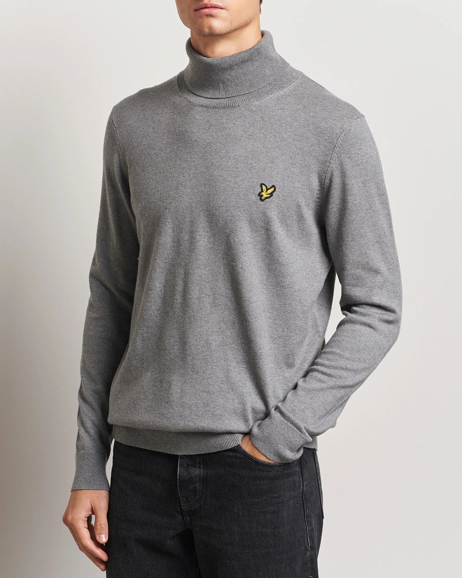 LYLE & SCOTT ROLL NECK JUMPER MID GREY MARL