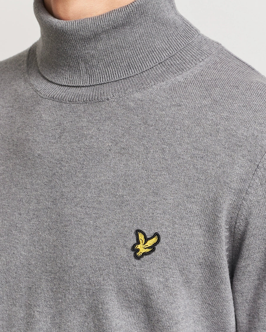 LYLE & SCOTT ROLL NECK JUMPER MID GREY MARL