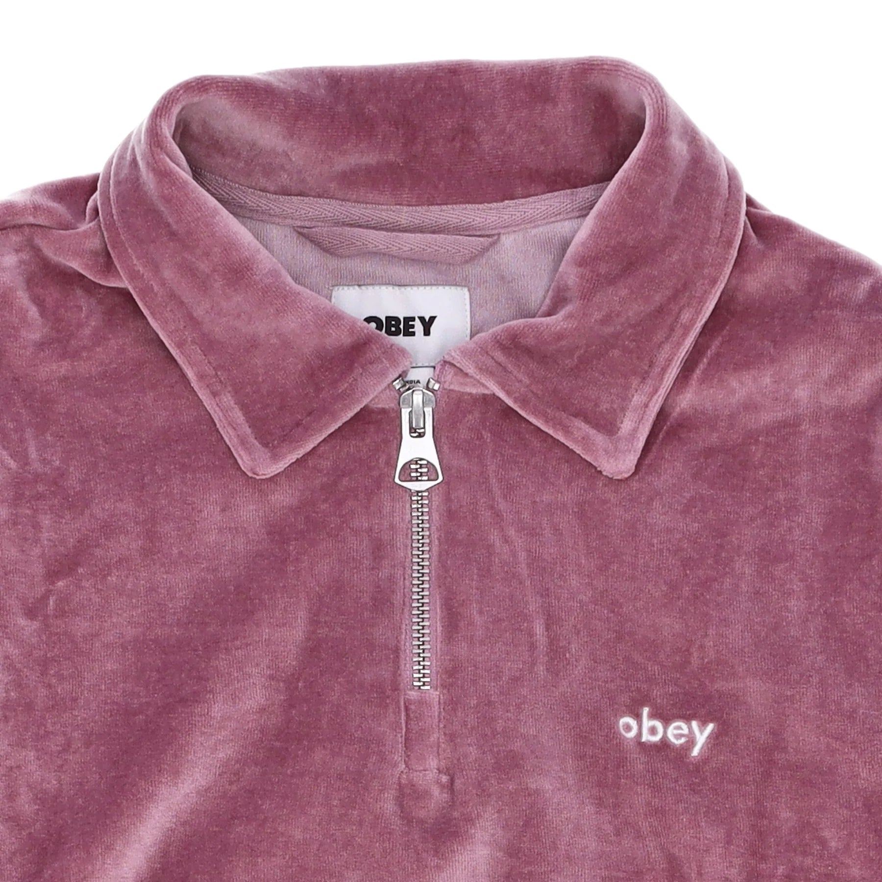 W OBEY ENZO QUARTER ZIP POLO LILAC CHALK