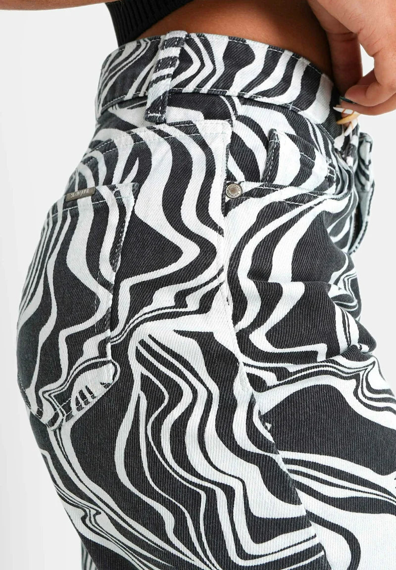 W SIXTH JUNE DENIM PANTS BLACK ZEBRE