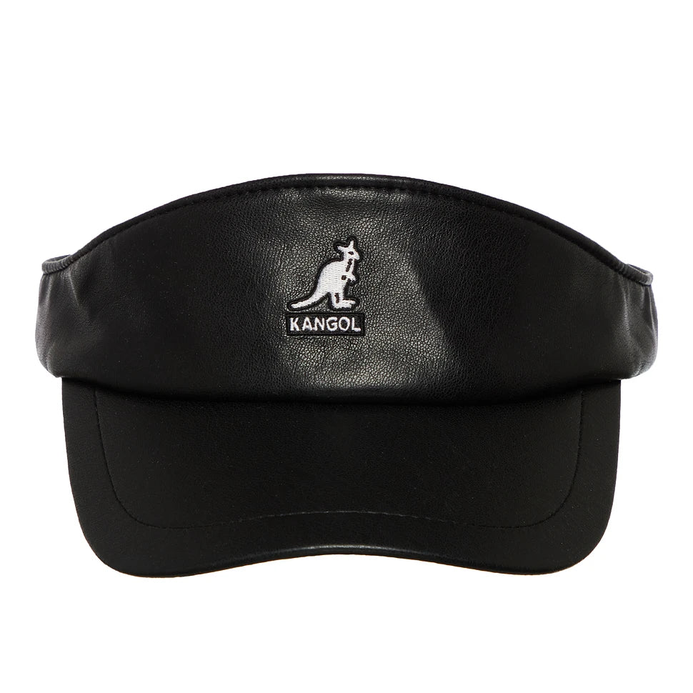 KANGOL FAUX LEATHER VISOR BLACK
