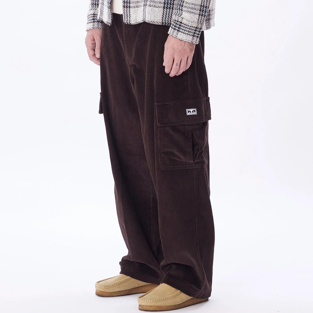 OBEY BIGWIG BAGGY CORDUROY CARGO PANT JAVA BROWN