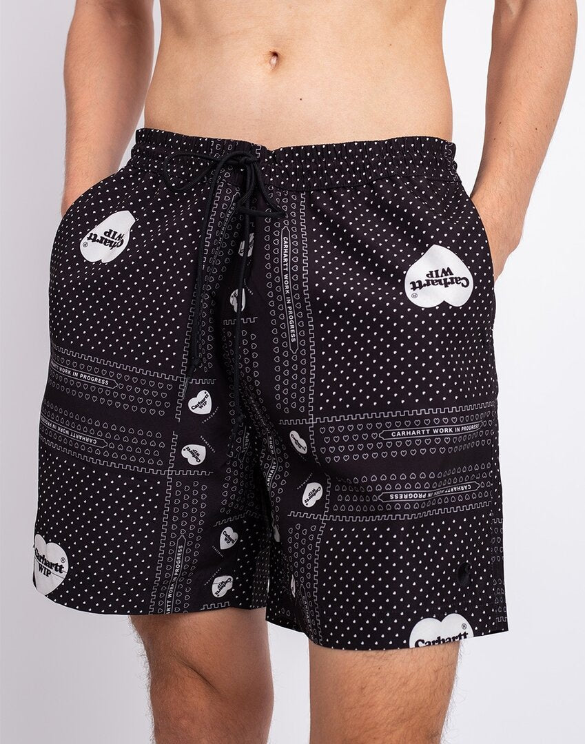 CARHARTT SLATER SWIM TRUNKS HEART BANDANA PRINT/BLACK