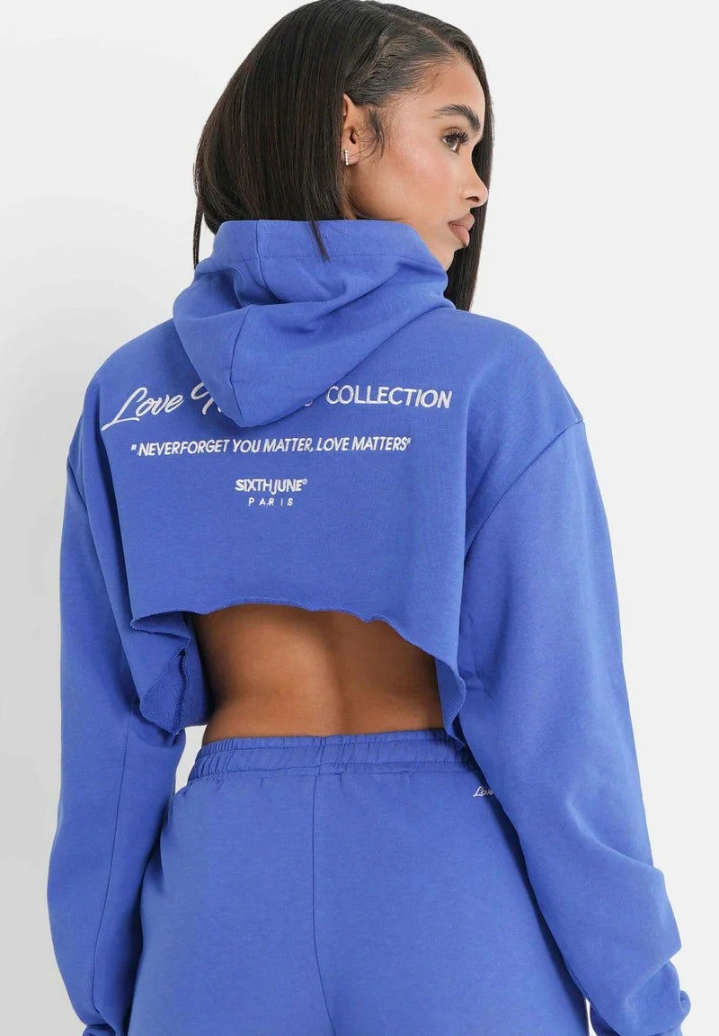 W SIXTH JUNE LOVE MATTERS BASICS HOODIE BLUE