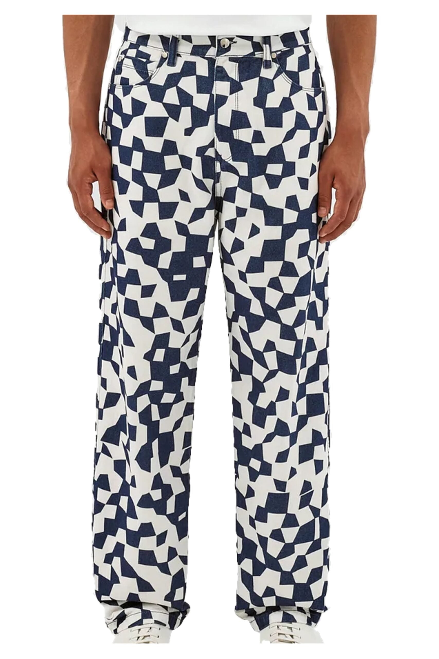 ARTE PAUL ABSTRACT PANTS NAVY WHITE