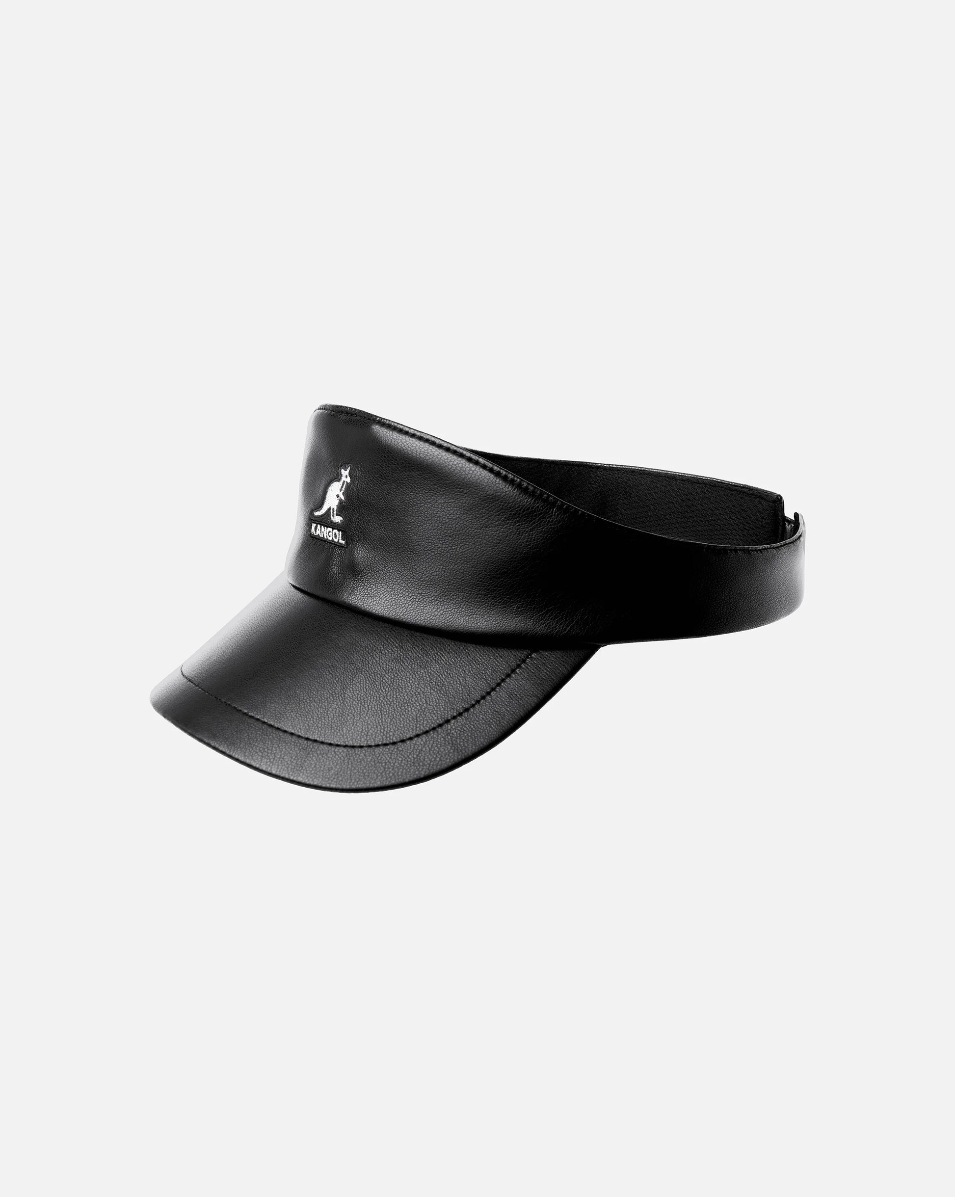 KANGOL FAUX LEATHER VISOR BLACK