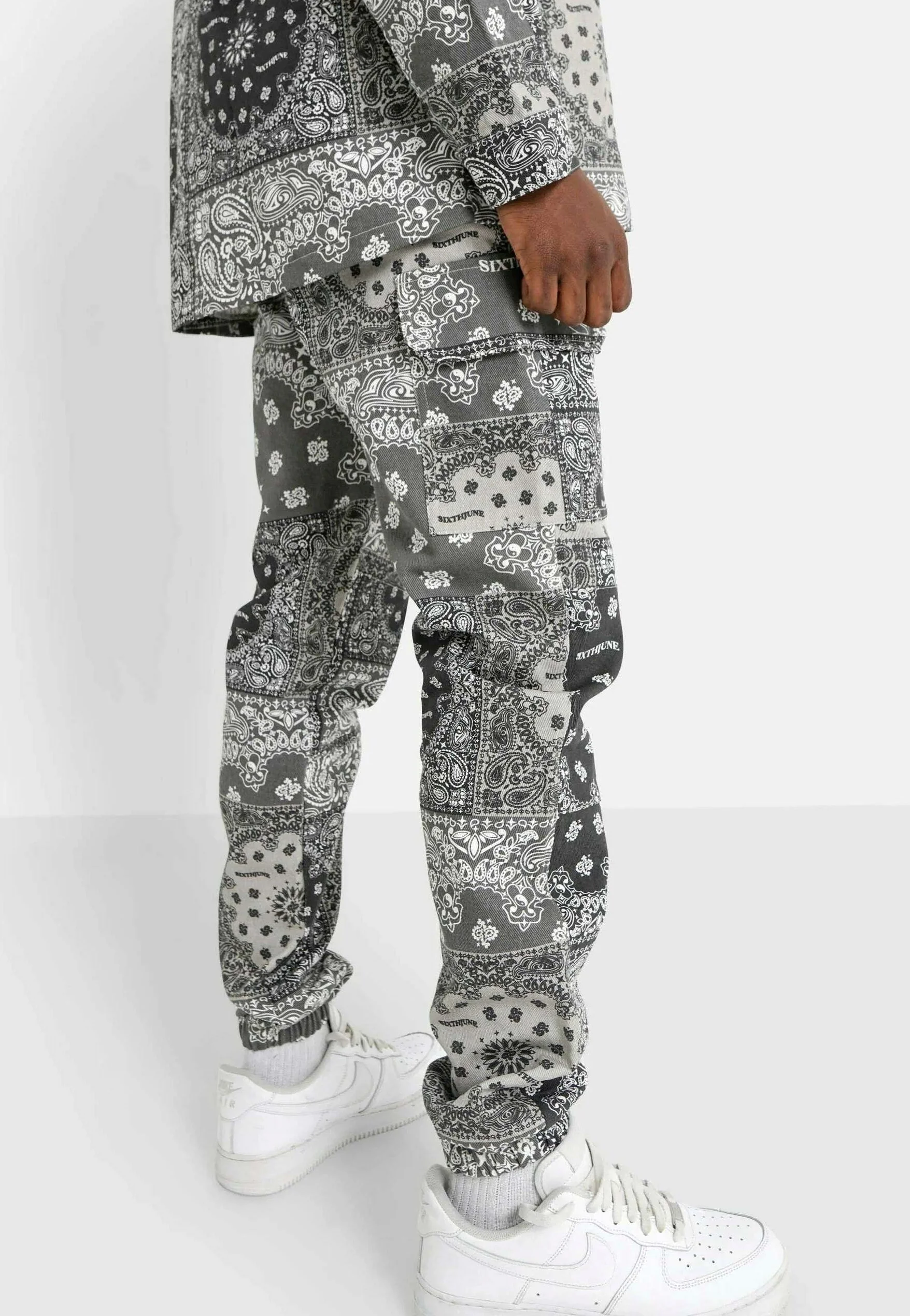 SIXTH JUNE BANDANA PATCHWORK PANTS BLACK