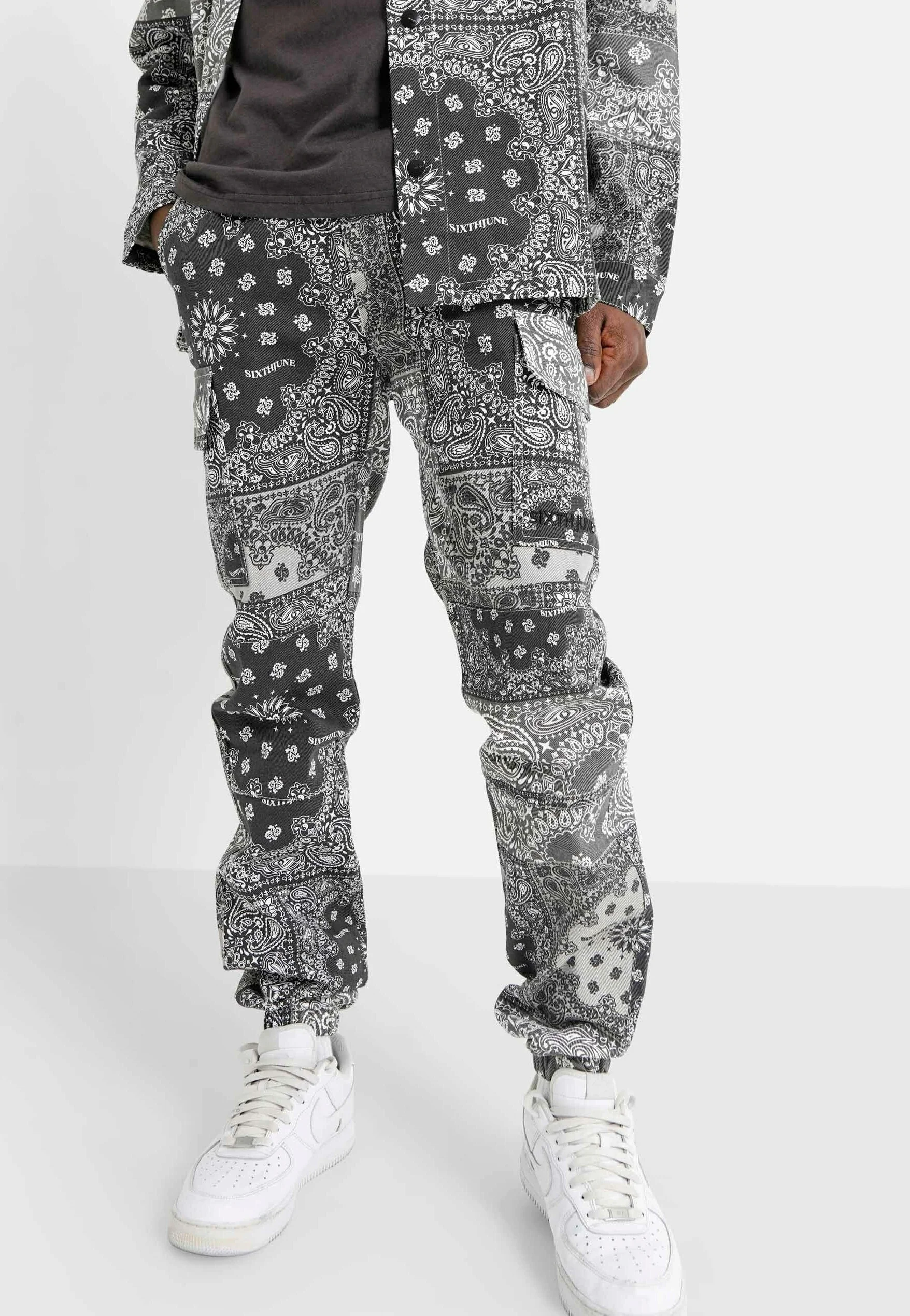 SIXTH JUNE BANDANA PATCHWORK PANTS BLACK