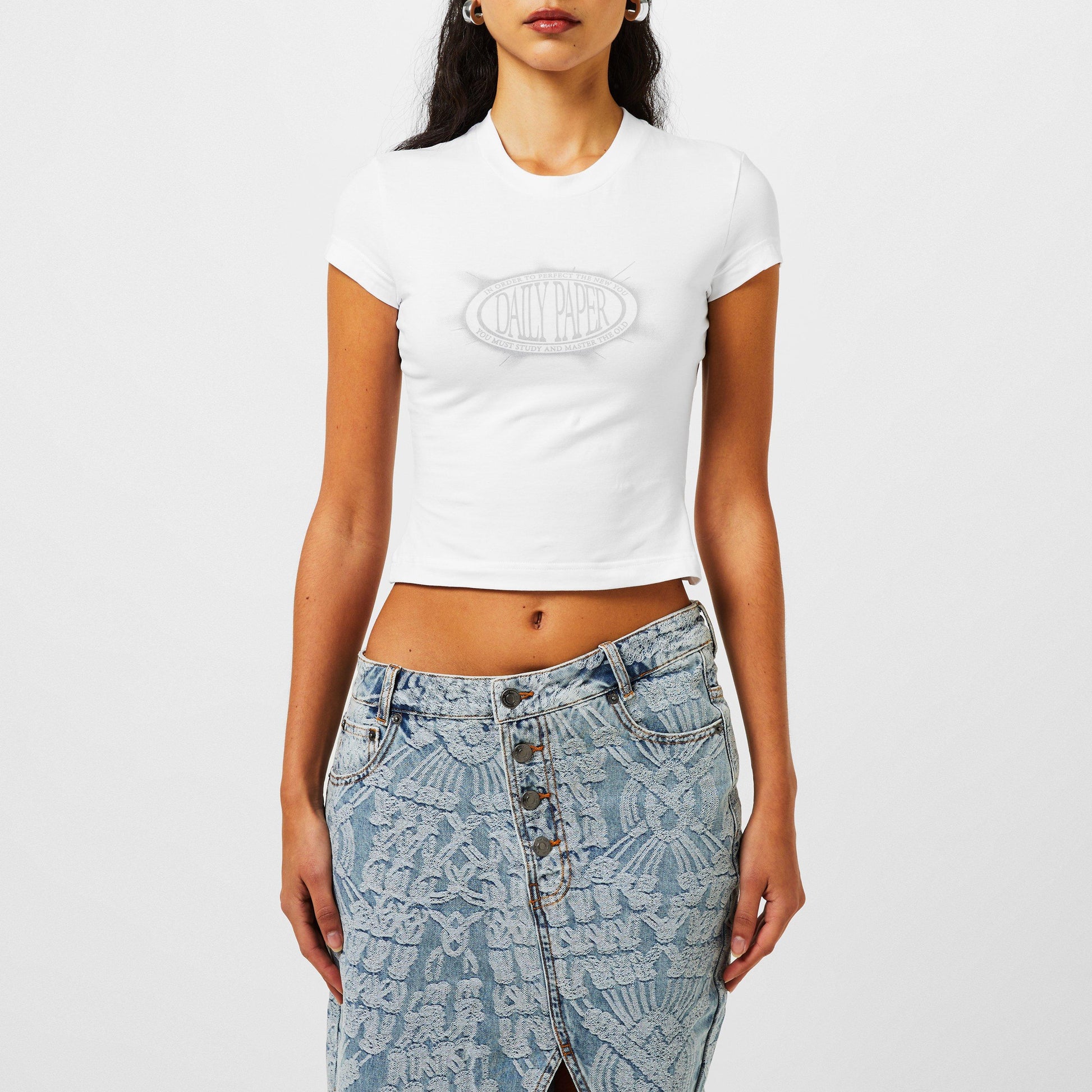 W DAILY PAPER GLOW CROPPED SS T-SHIRT WHITE