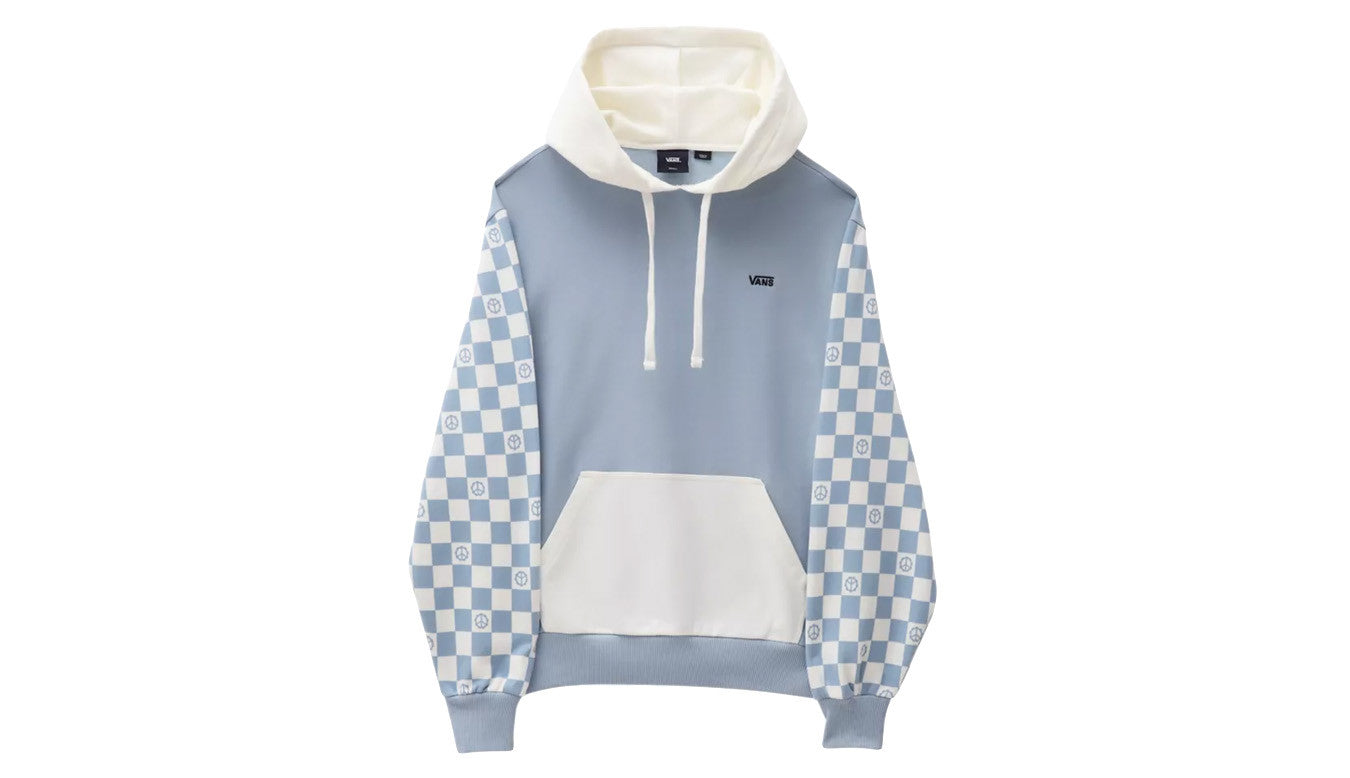 W VANS PEACE CHECKBOARD BLOCKED HOODIE BLACK DREAM BLUE