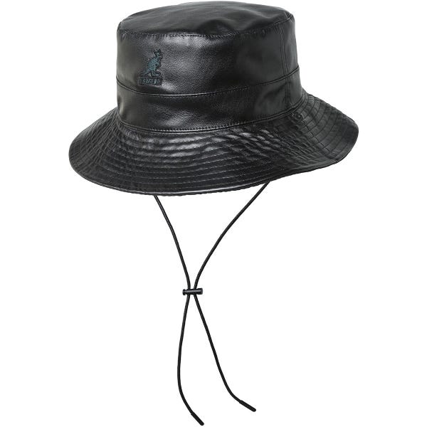 KANGOL FAUX LEATHER REV BUCKET BLACK