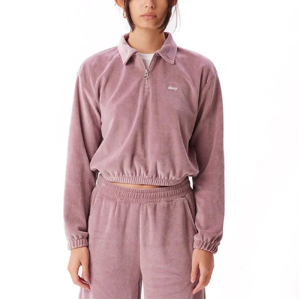 W OBEY ENZO QUARTER ZIP POLO LILAC CHALK