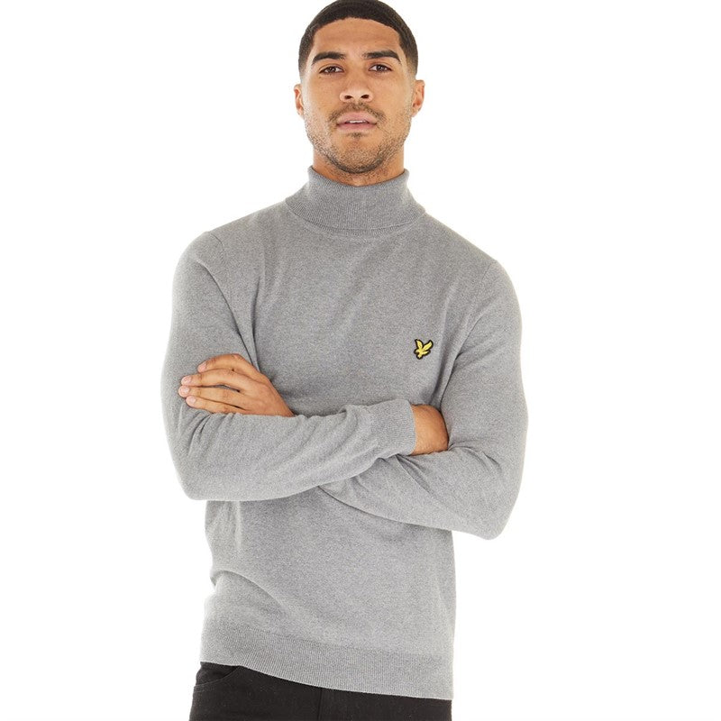 LYLE & SCOTT ROLL NECK JUMPER MID GREY MARL