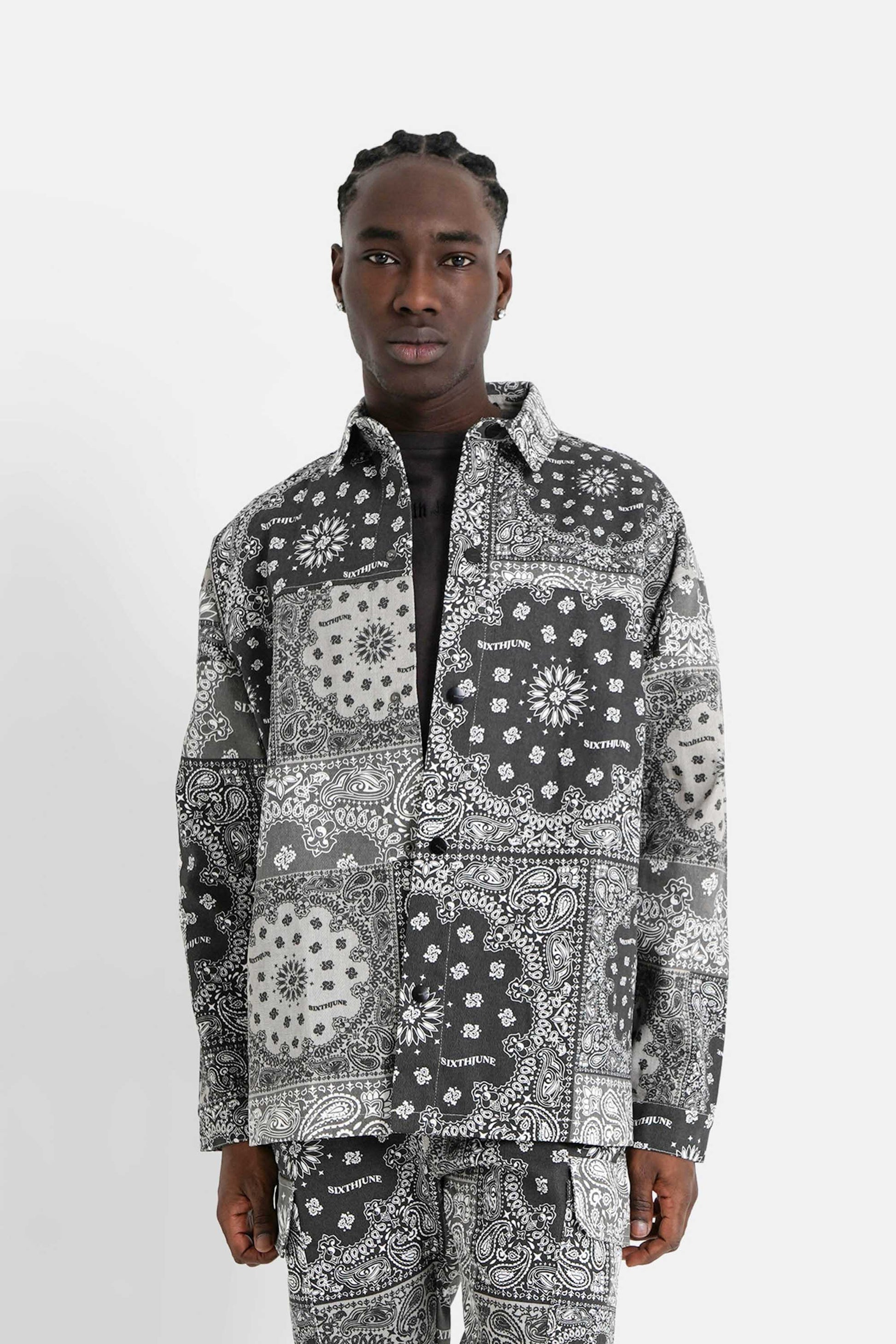 SIXTH JUNE BANDANA PATCHWORK SHIRT BLACK