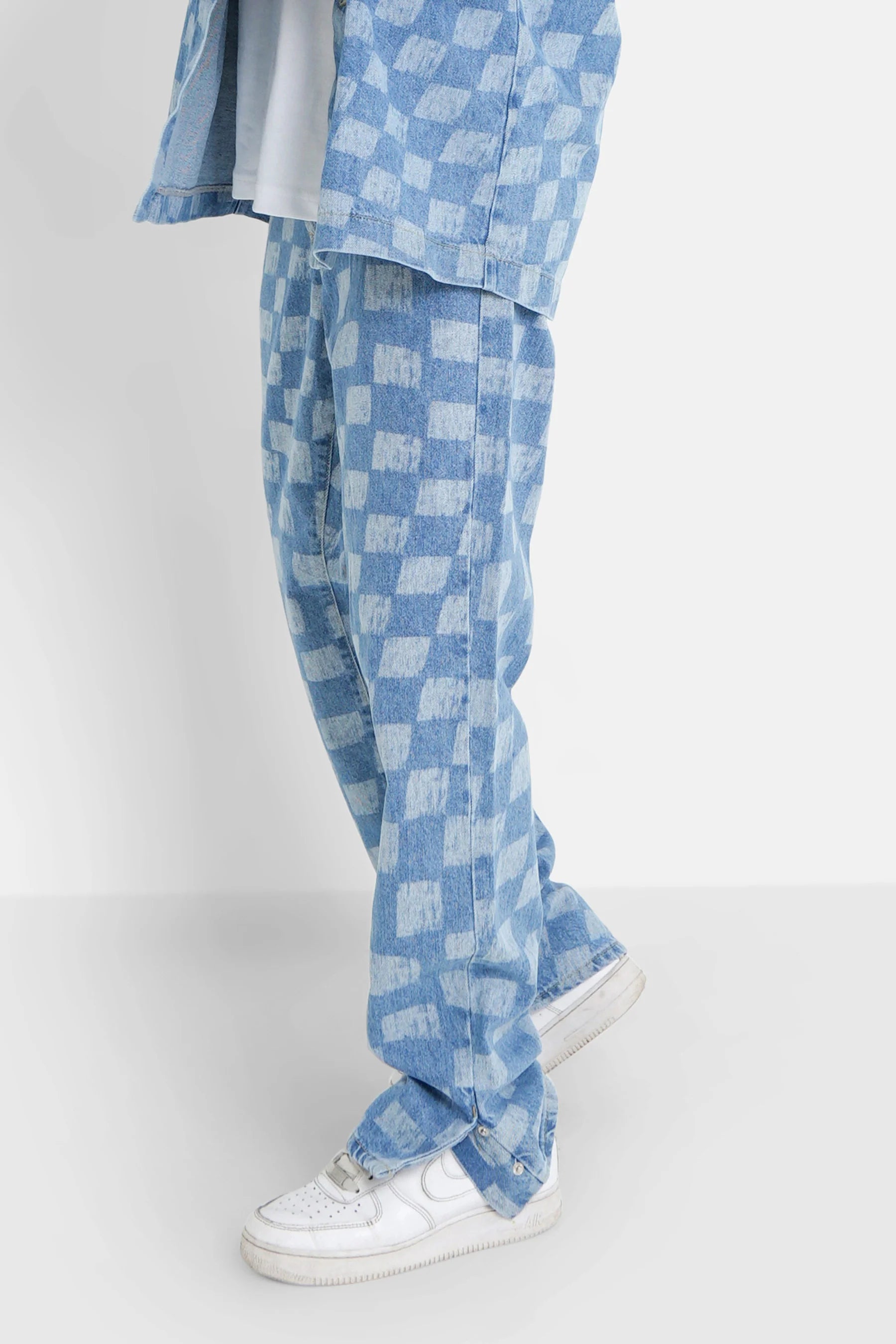 SIXTH JUNE DENIM DAMIER PANTS BLUE