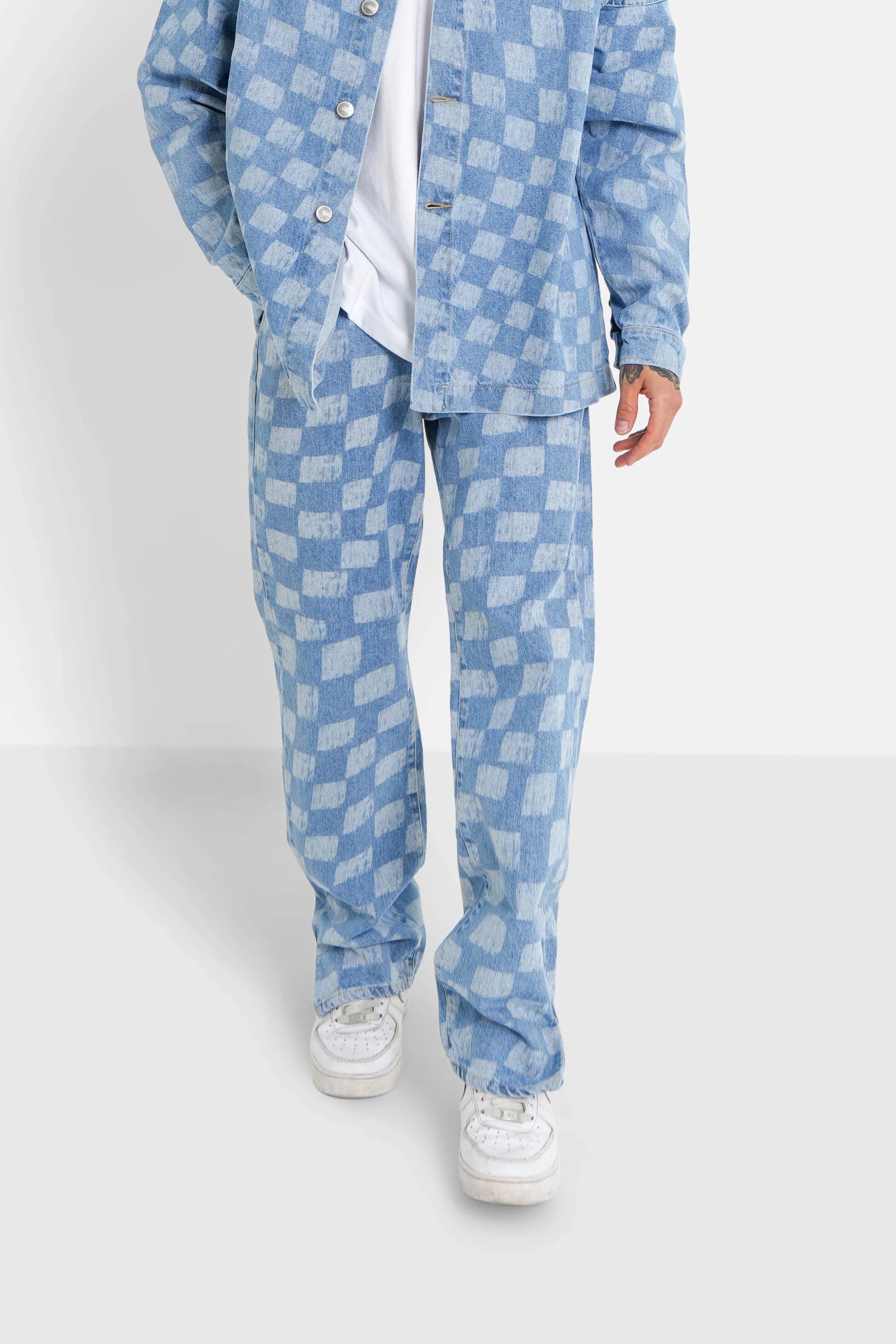 SIXTH JUNE DENIM DAMIER PANTS BLUE