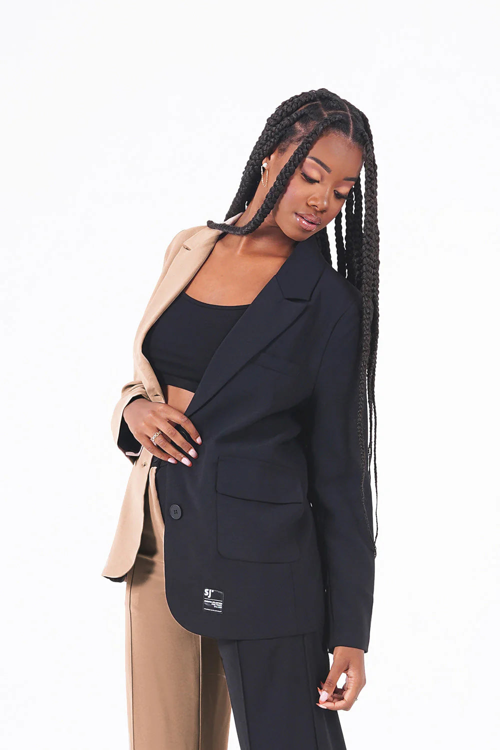 W SIXTH JUNE BICOLOR BLAZER BLACK/BEIGE