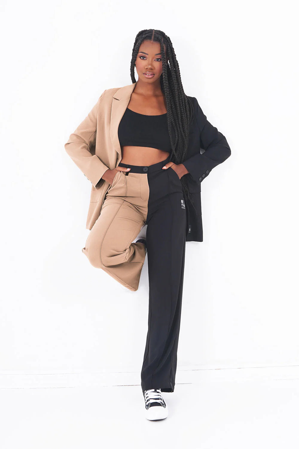 W SIXTH JUNE BICOLOR BLAZER BLACK/BEIGE