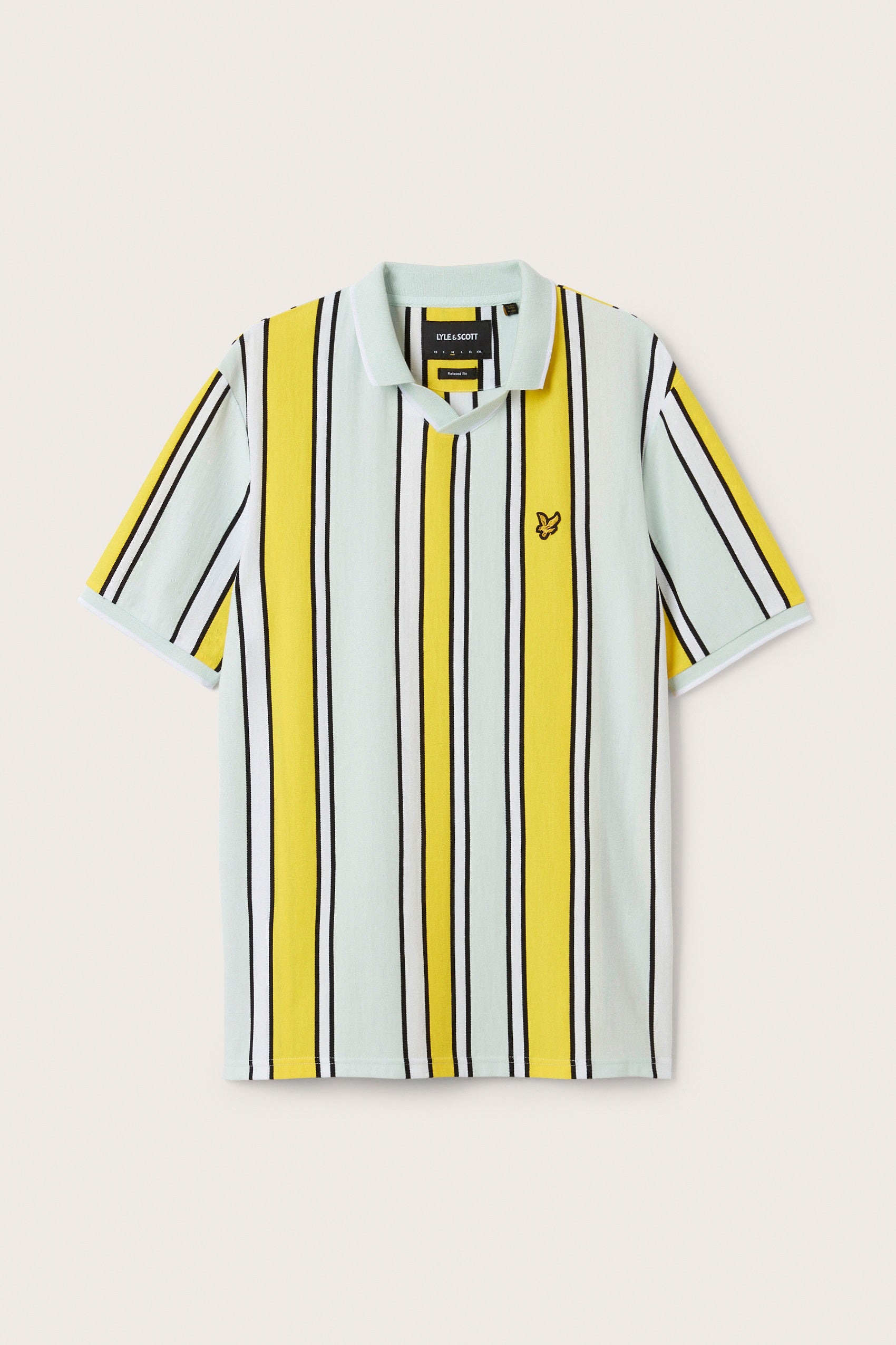 LYLE & SCOTT VERTICAL STRIPE FOOTBALL POLO SUNSHINE YELLOW ICE